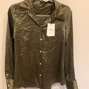 THEORY SZ L a SATIN BLOUSE